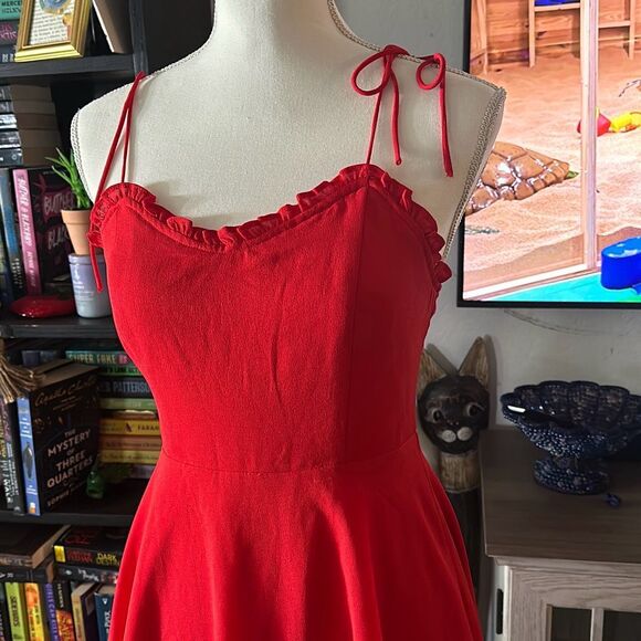 Lulus Size Small Red Flowy Dress Fit & Flare - Picture 2 of 7